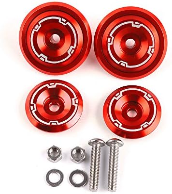 Motorcycle Accessories CNC Aluminum Frame Hole Cover Frame Hole Cap Cover Plug Bolt Screw Cover For Kawasaki Z900 2017 (Red)