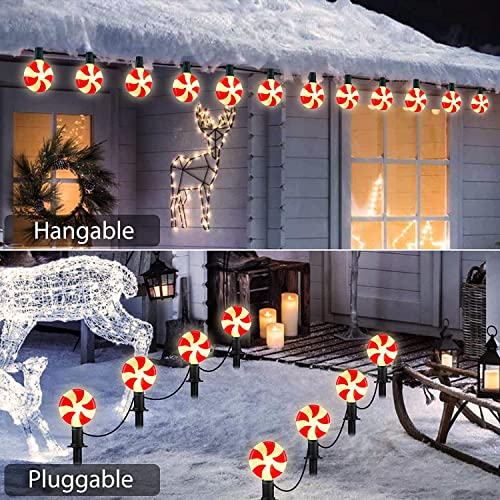Christmas Lollipop Pathway Lights Outdoor, 7.2ft Plug in Peppermint