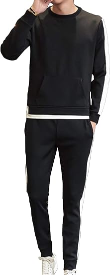 Amazon ニカ メンズ セットアップ 韓国風 パーカー 2点セット トップス パンツ 上下 丸首 ロングパンツ 春秋 冬 無地 シンプル おしゃれ 学生 通勤 通学 カジュアル ファッション トレーナー パーカー 通販