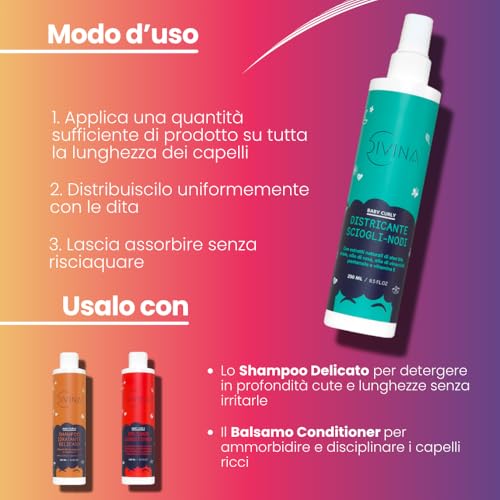 Baby Curly Baby Curly Unrinsed Detangling Spray with Afro and Curly Hair with Organic Aloe, Honey, Rose Oil, Grapeseed Oil (250ml)
