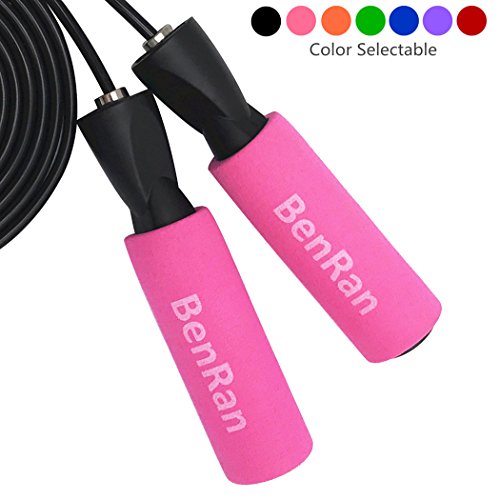 BenRan Jump Rope Adjustable Speed Rope for Cardio Training, Steel Cord, Metal Bearings, Best for MMA, Boxing, Crossfit, and Fitness Training, 10 ft