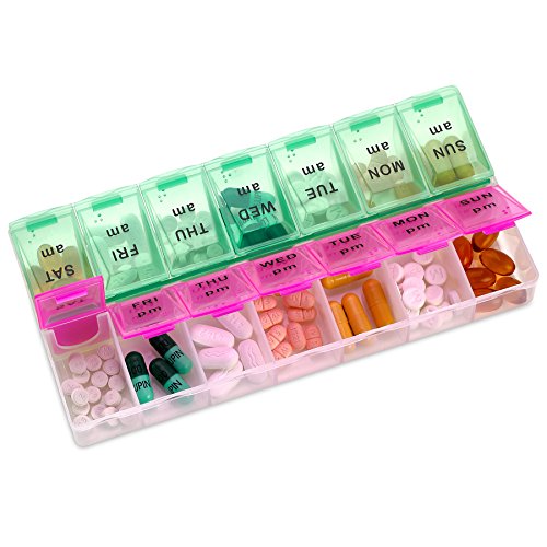 MEDca Weekly Pill Organizer, Twice-a-Day, 1 Pill Organizer New Attractive Coloring