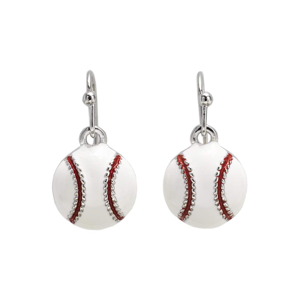 GIMMEDAT Baseball Enamel Dangle Earrings Silver Plated | Lead Nickel Free
