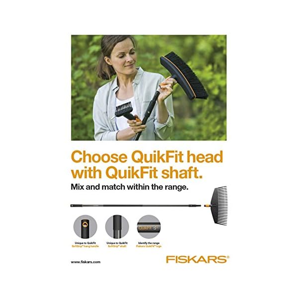 Fiskars Rechen mit 16 Zinken, Werkzeugkopf, Breite: 40 cm, Gehärtete Stahlzinken, Schwarz/Orange, QuikFit, 1000654 – Bild 5