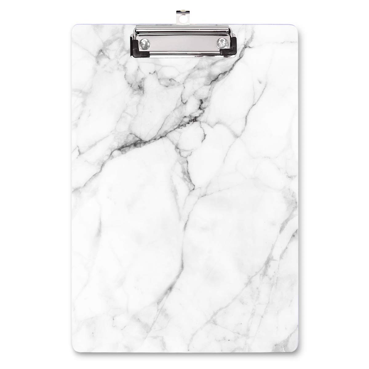 WAVEYU Cute Decorative Letter Size Clipboard, Low Profile Paperboard Chic Design for Students, Nurses, Home, or Office Supplies (12.5"x9"), White Marble