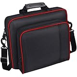 Carrying Case for PS4 Pro, PS4 Travel Handbags Portable Travel Case Carrying Bag for PlayStation4 PS4 Slim/Pro System Console and Accessories (Black Red-Large)