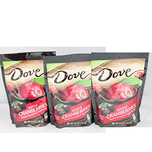 Dove Whole Dried Cranberries 3 PACK - Dipped in Creamy Dove Dark Chocolate: 3 Bags of 6 Oz Size - Thumbnail 2