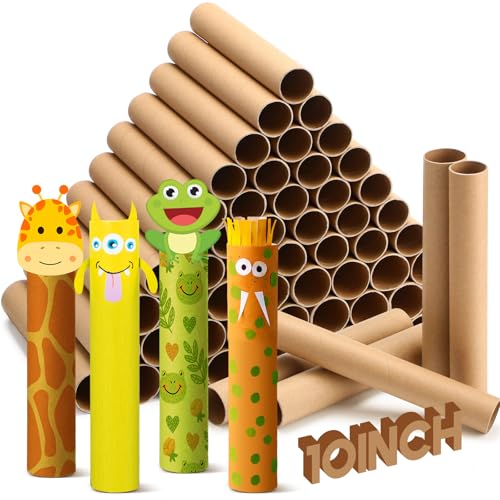 MotiMind 60 Pcs Cardboard Tubes for Craft 2 Size Empty Paper Towel Rolls Cardboard Toilet Paper Tubes Bulk for DIY Projects(Cowhide,1.4 x 10 Inch, 1.6 x 10 Inch)