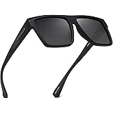 JIM HALO Retro Polarized Sunglasses Men Women Flat Top Square UV400 Glasses for Driving Fishing Hiking Golfing