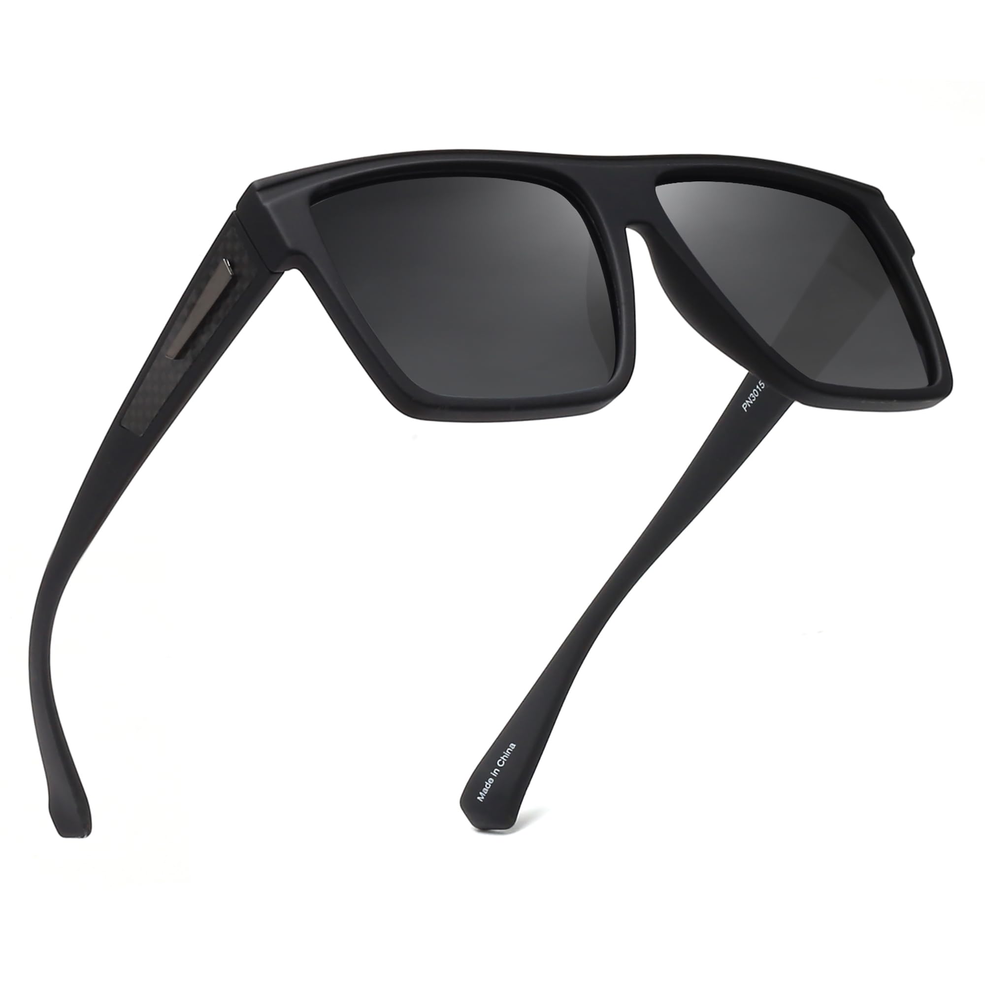 Photo 1 of JIM HALO Retro Polarized Sunglasses Men Women Flat Top Square UV400 Glasses for Driving Fishing Hiking Golfing (Matte Black Frame/Polarized Grey Lens)