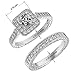 Mars wings Sterling Silver Platinum-Plated Elegant Cut CZ Diamond Engagement Wedding Ring Set 2pcs(New).