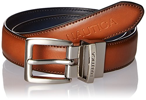 Nautica Men's Nautica Boys' Dress Reversible Belt With Contrasting Stitch,Tan/Navy,26