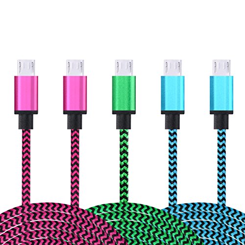 Micro USB Cable, CCLV Premium [5-Pack] 6FT High Speed Nylon Fabric Braided USB 2.0 A Male to Micro B Charge Cables for Samsung Galaxy S6, Note 4, HTC, Motorola, Sony and More Android Devices