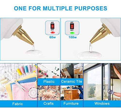 AONOKOY 60/100W Hot Glue Gun, Full Size (Not Mini) Dual Power Heavy Duty High Temp Melt Glue Gun Kit with 20 Pcs Glue Sticks(0.43'' x 5.9") for Arts & Crafts, Quick Repairs, Festival Decoration