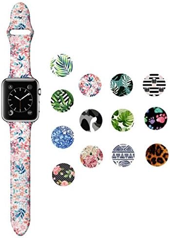 Dsigo Replacement Band for Apple Watch 38mm 40mm Series 4 Series 3 Series 2 Series 1 M/L, Strap Bands for iwatch, Silicone Sport Style Wristband, Personalized Design Pink Flower