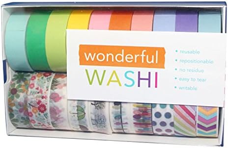 Wonderful Washi Japanese Decorative Paper Craft Tape Sunny Pastel Collection (Set of 20 rolls) Extra Long (32 feet!)