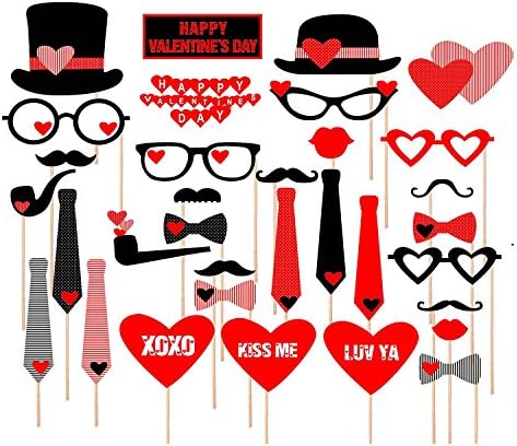 Funny Valentine's Day - Valentine's Day Photo Booth Props Kit - 33 Piece