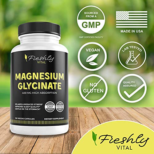Magnesium Glycinate 400 mg Supplement 120 Capsules, Magnesium