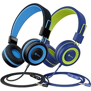 2 Pack Hoofdtelefoon voor kinderen, kabel hoofdtelefoon voor kinderen, verstelbare hoofdband, stereogeluid, opvouwbaar…