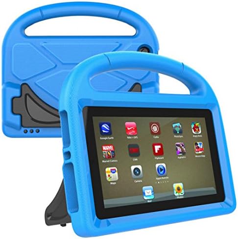 YRD TECH Fit Amazon Kindle Fire HD 8 2017 7th Kids EVA Safe Rubber Stand Handle Case (Blue)