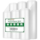 MakMeFre 6 Pack 8"x20'(3Rolls) and 11"x20' (3Rolls) Vacuum Sealer Bags Rolls for Food,Commercial Grade, BPA Free,Puncture Prevention,Great for Sous Vide Cooking