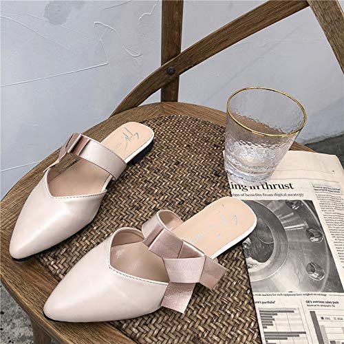Swertuy Sexy Spitze Bogen halbe Hausschuhe weiblich 2019 Frühling und Sommer Neue koreanische Version der Wilden Sandalen und
