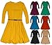 Girls Plain Long Sleeved Skater Dress New Childrens Flared Dress