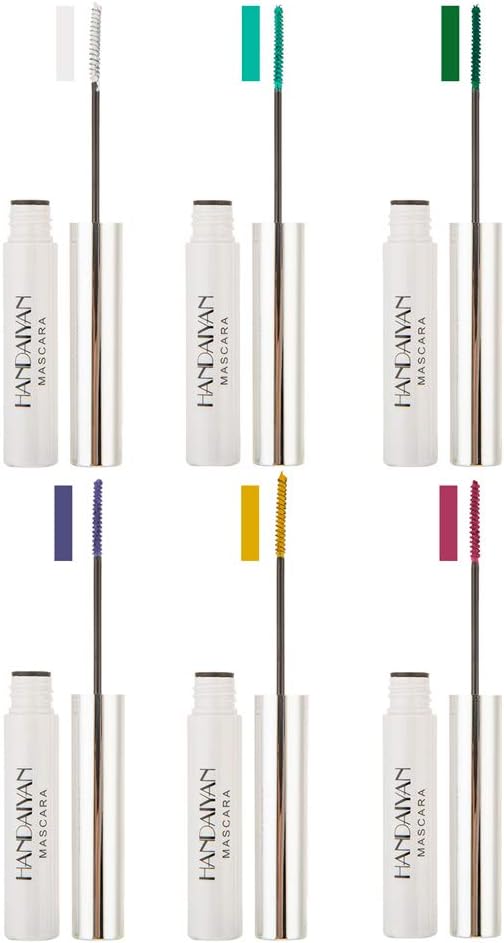Waterproof Color Mascara, COOSA 6 Color Variety Pack Mascara Eyeliner Charming Longlasting Mascara for Eyelash Eye Makeup (6PCS-B)