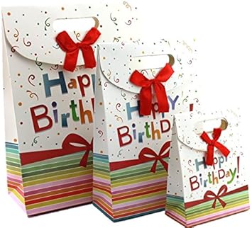 Amazon 6枚セット Happy Birthday 大中小各2枚 簡単 かわいい ラッピング用品 プレゼント 用 お誕生日 お祝い 紙袋 セット S M L ペーパーバッグ ギフトバッグ ハッピーバースデー の気持ちを込めて ギフト バッグ お祝い 各種 サイズセット S M L 各2 ギフト