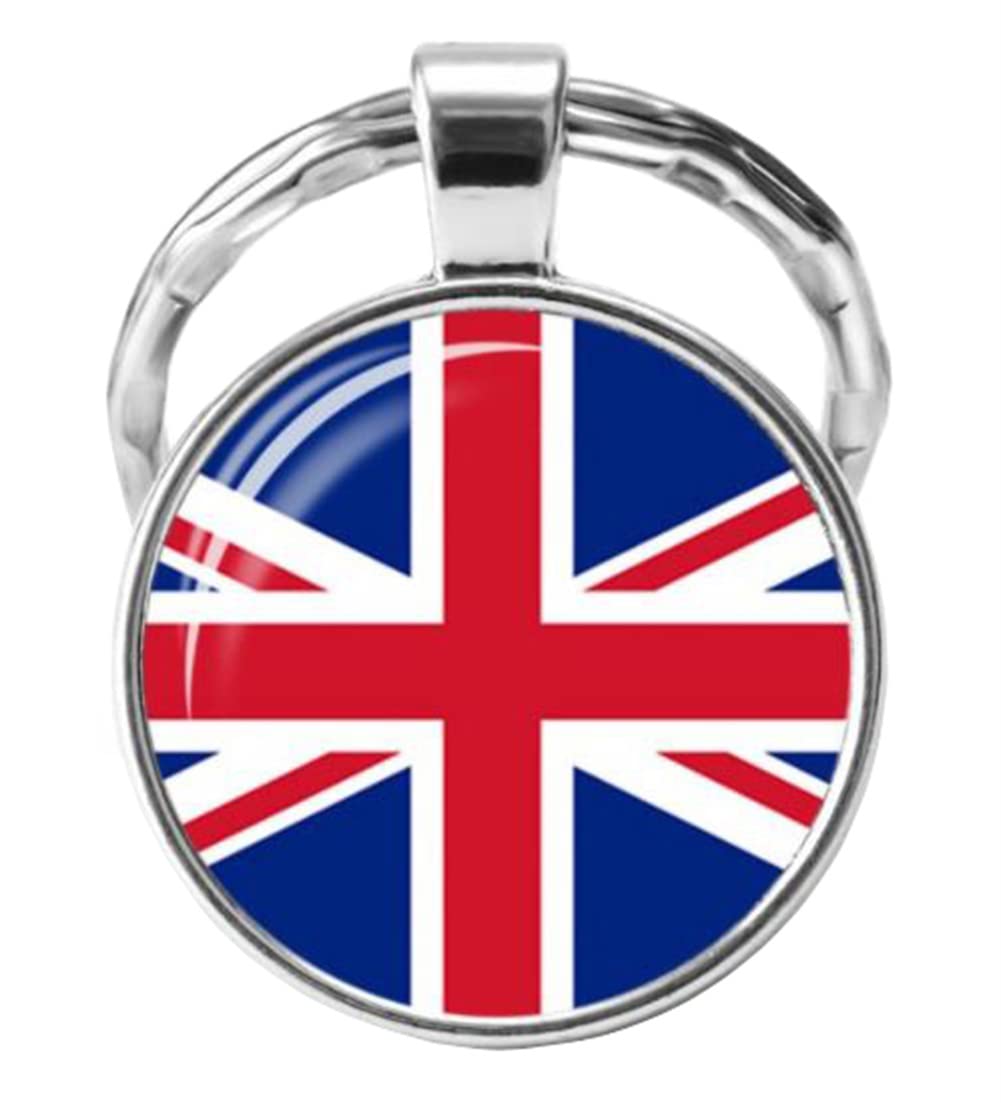 British Keychain United Kingdom Flag Glass Cabochon Key Chain Union Jack Keyring Car Keyring Bag