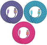 10FT DURABLE Nylon Braided Lightning USB Cable Charger for iPhone 6s (Purple Blue Hotpink)