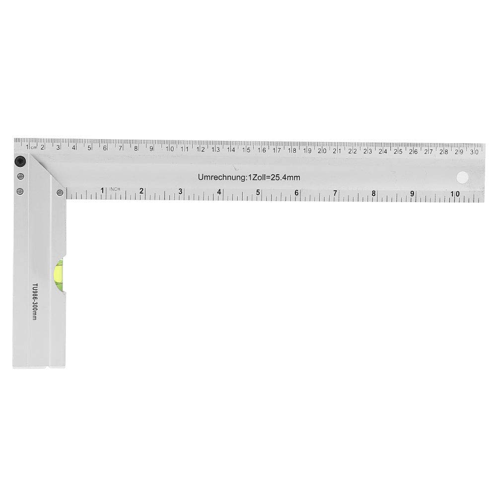 Hyuduo Aluminium Alloy Square Ruler 300mm Precision 90 Degree Right Angle Measuring Tool for Woodworking, Carpentry & Engineering