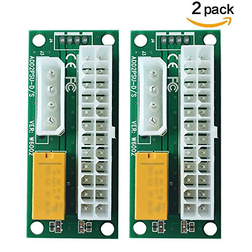 BAY Direct 2-PACK Add2PSU Multiple Power Supply Adapter (ATX 24Pin to Molex 4Pin) and Daisy Chain Connector-Ethereum Mining ETH Rig Dual power supply Connector