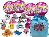 Surprizamals Series 8 Stuffed Animals Surprise Mystery Plush in a Ball Gift Set Party Bundle with Exclusive Matty's Toy Stop Storage Bag - 4 Pack (Assorted)