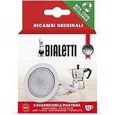 Bialetti 3 Gaskets (Rubber Rings) 1 Filter Plate Replacement for Moka 12 Cups