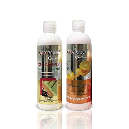 GEMBLUE BIOCARE EXOTIC PAPAYA CLEANSING MILK 400ML+GEMBLUE BIOCARE ORANGE EXTRACT FACIAL CLEANSING MILK 400ML