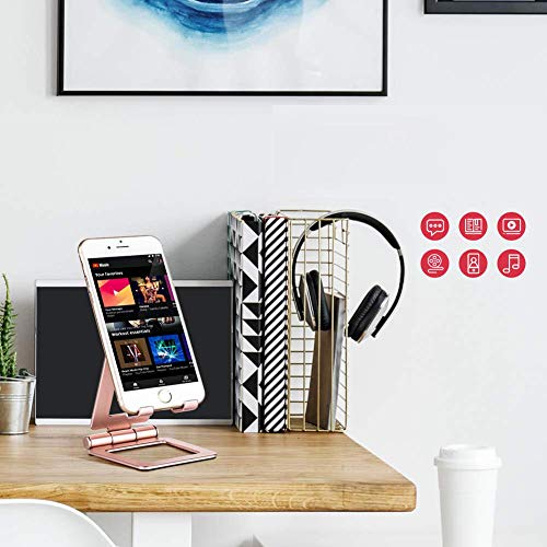 Cell Phone Stand, Compatible with iPhone Stand, Nintendo Switch Stand, Adjustable Phone Stand for Desk, Smartphone Holder for Desk (Pink) - Thumbnail 6