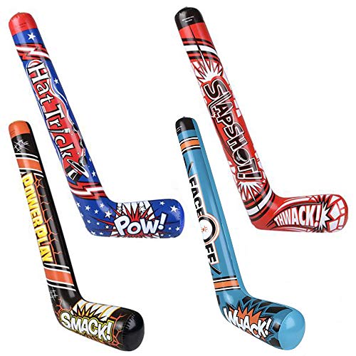 ArtCreativity Hockey Stick Inflates, Set of 4, Inflatable Hockey Party