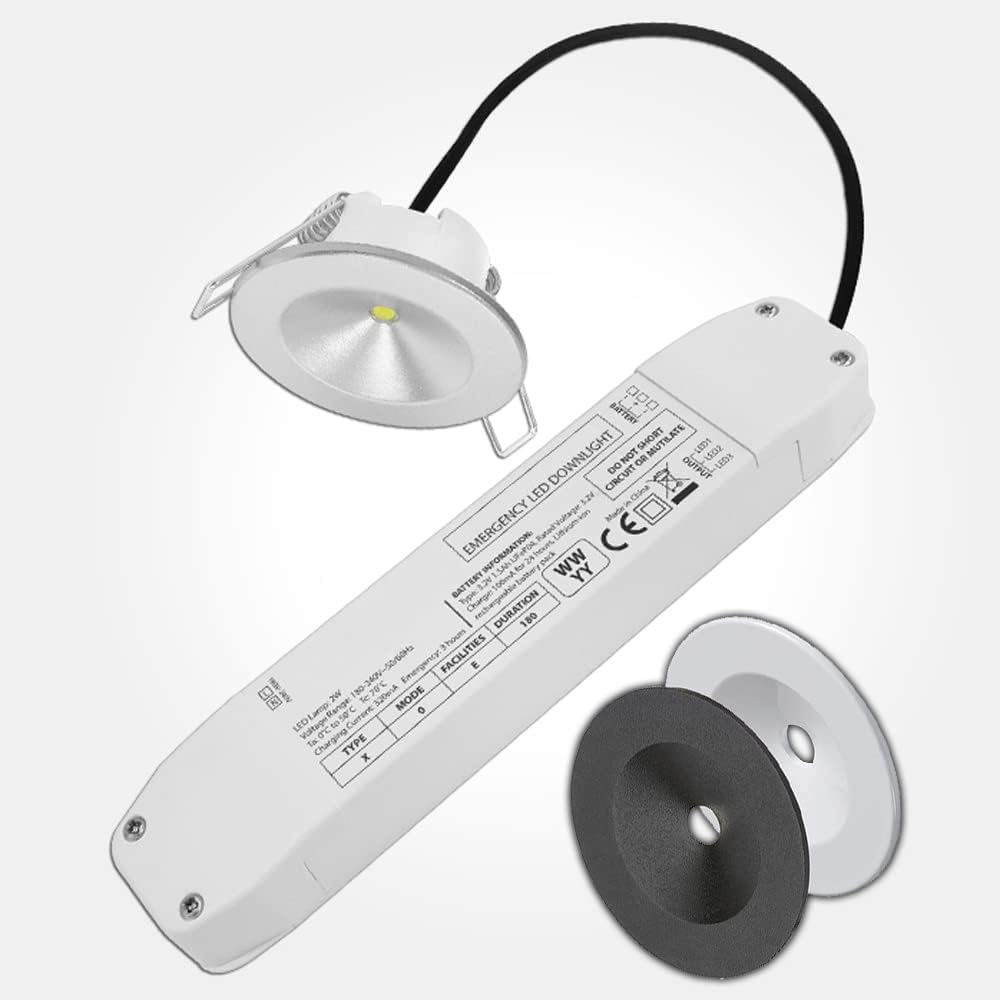 LEDBRITE 2W LED Emergency Downlight Non Maintained LiFePO4 3 Hour Battery