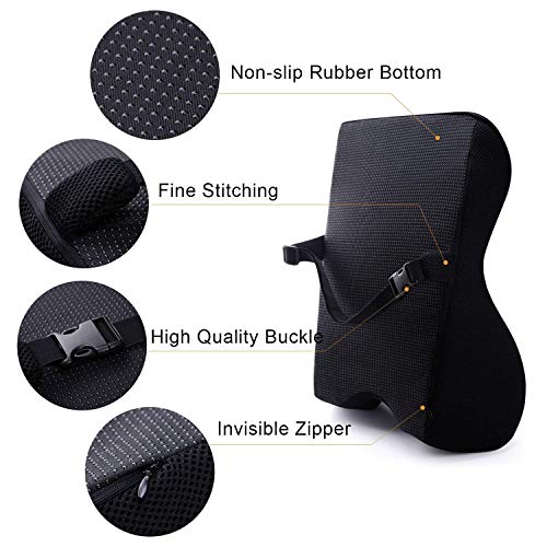 Dreamer Car Supportive Memory Foam Full Back Cushion Car Back Support for Office Chair, Chair Cushion with 3D Mesh Cover Balanced Softness Designed to Relieve Sciatica Pain,Black