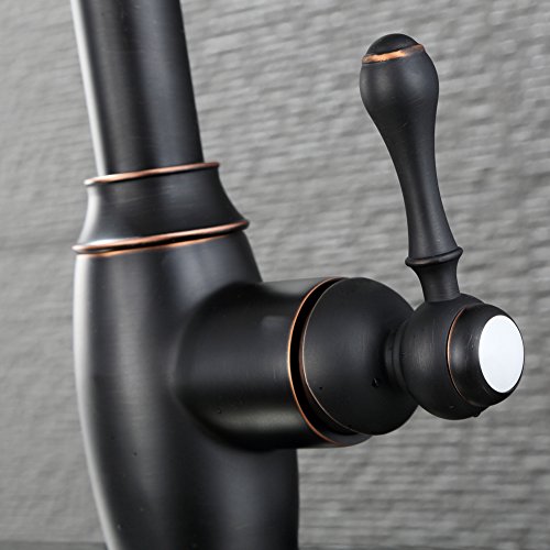 Lead Free Pull Down Kitchen Faucet Best Antique Solid Brass Kitchen Sink Faucet With Pull Out Sprayer High Arc Single Handle Bar Faucet Oil Rubbed Bronze SonTiy