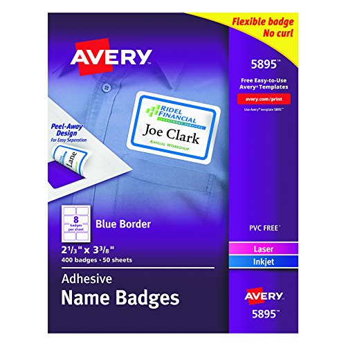 Buy Avery Flexible Printable Name Tags White With Blue Border 400 