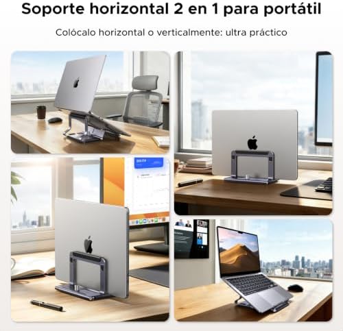 Suporte horizontal vertical 2 em 1 para portátil cinzento