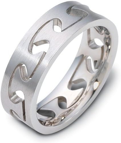 Designer 18 Karat White Gold Puzzle Style Unique Wedding Band Ring - 11.75