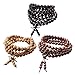 Jovivi 3-5pc Natural Wood Buddhist Prayer 108 Beads Tibetan Mala Meditation Wrap Bracelet Necklace