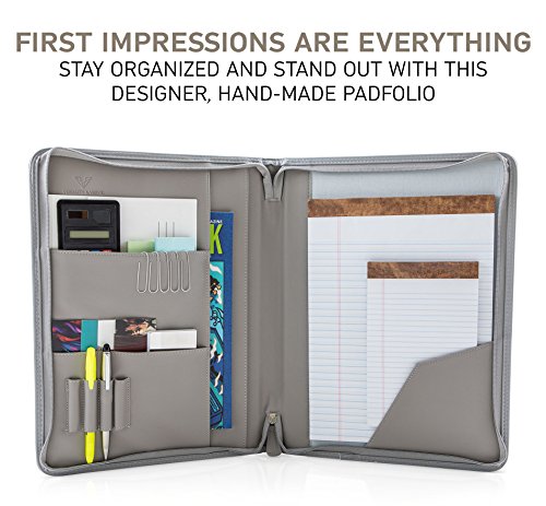 Professional leather Padfolios | Business Portfolio Document Organizer & Holder | Padfolio Case for Notepads, Pens, Phone, Documents, & Business Cards | Stylish black Portfolios Folders - Thumbnail 7