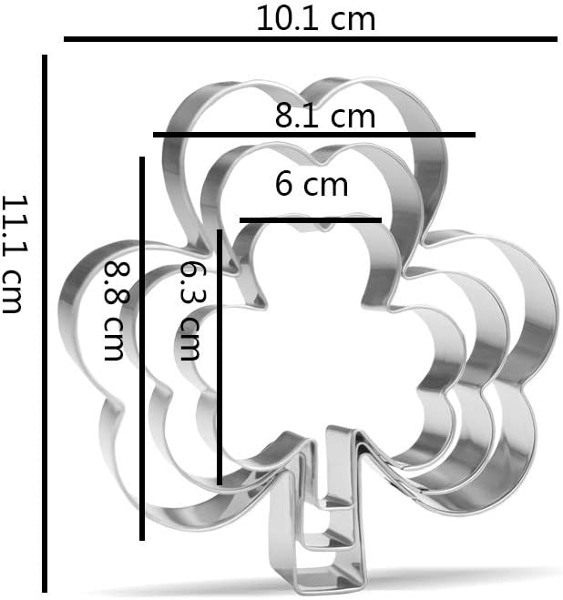 Clover Cookie Cutter - 3 Piece - Stainless Steel, Silver, 11.1, 8.8, 6.3 cm - Image 3