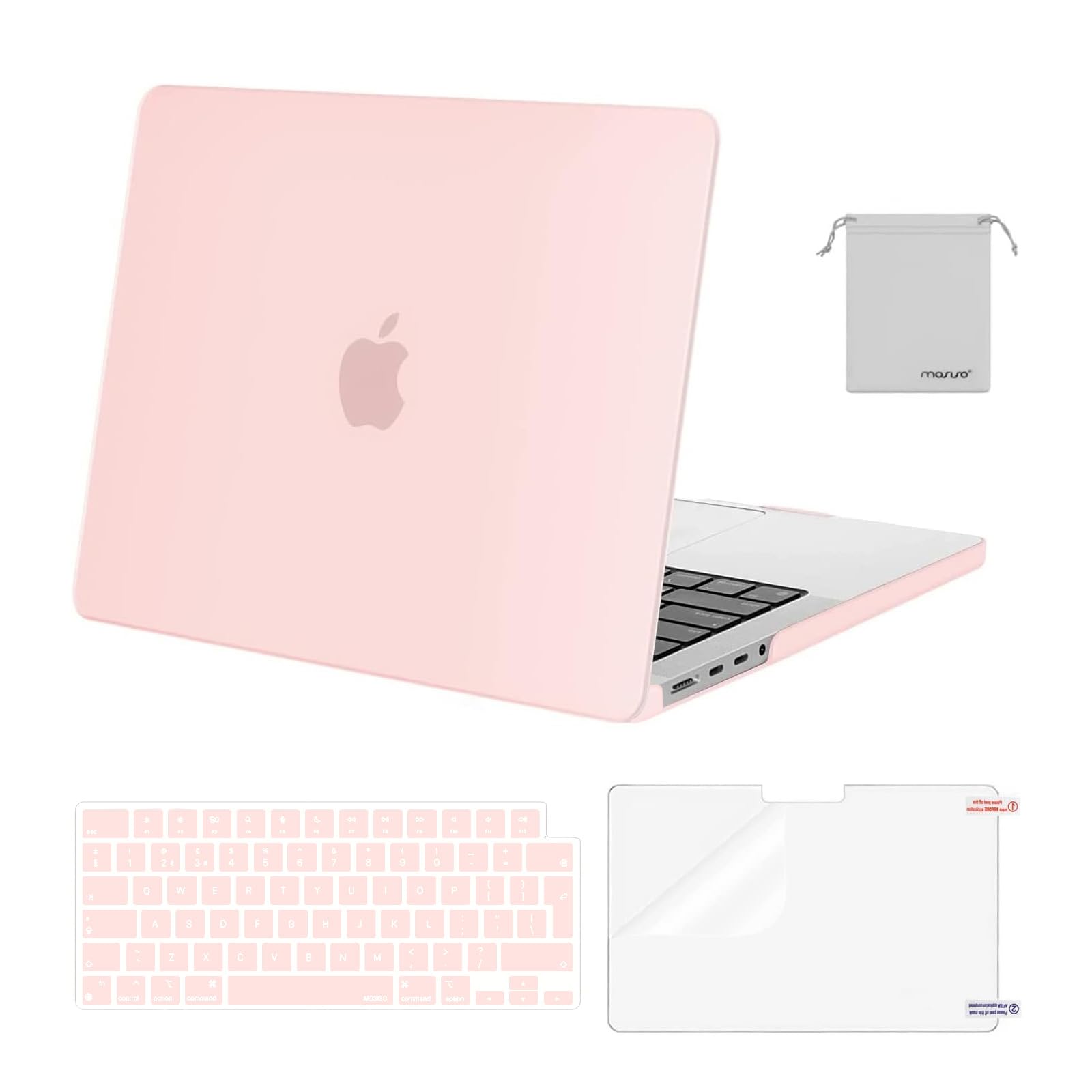 MOSISO Compatible with MacBook Pro 14 inch Case 2026-2021 M5 M4 M3 M2 M1 A3434 A3112 A3185 A3401 A2918 A2992 A2779 A2442, Hard Shell Cover &Keyboard Skin &Screen Protector &Pouch, Chalk Pink