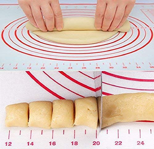 Silicon Baking Mat Non-stick Baking Sheet Non-slip Dough pad with Measurements and Conversion Charts for Pastry Bread Cookies 23.6“×15.7“ (Red) - Thumbnail 3