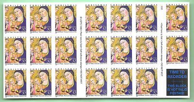 Postage Stamp Scott 3176 1997 Madonna and Child booklet pane of 20 P.O. Fresh